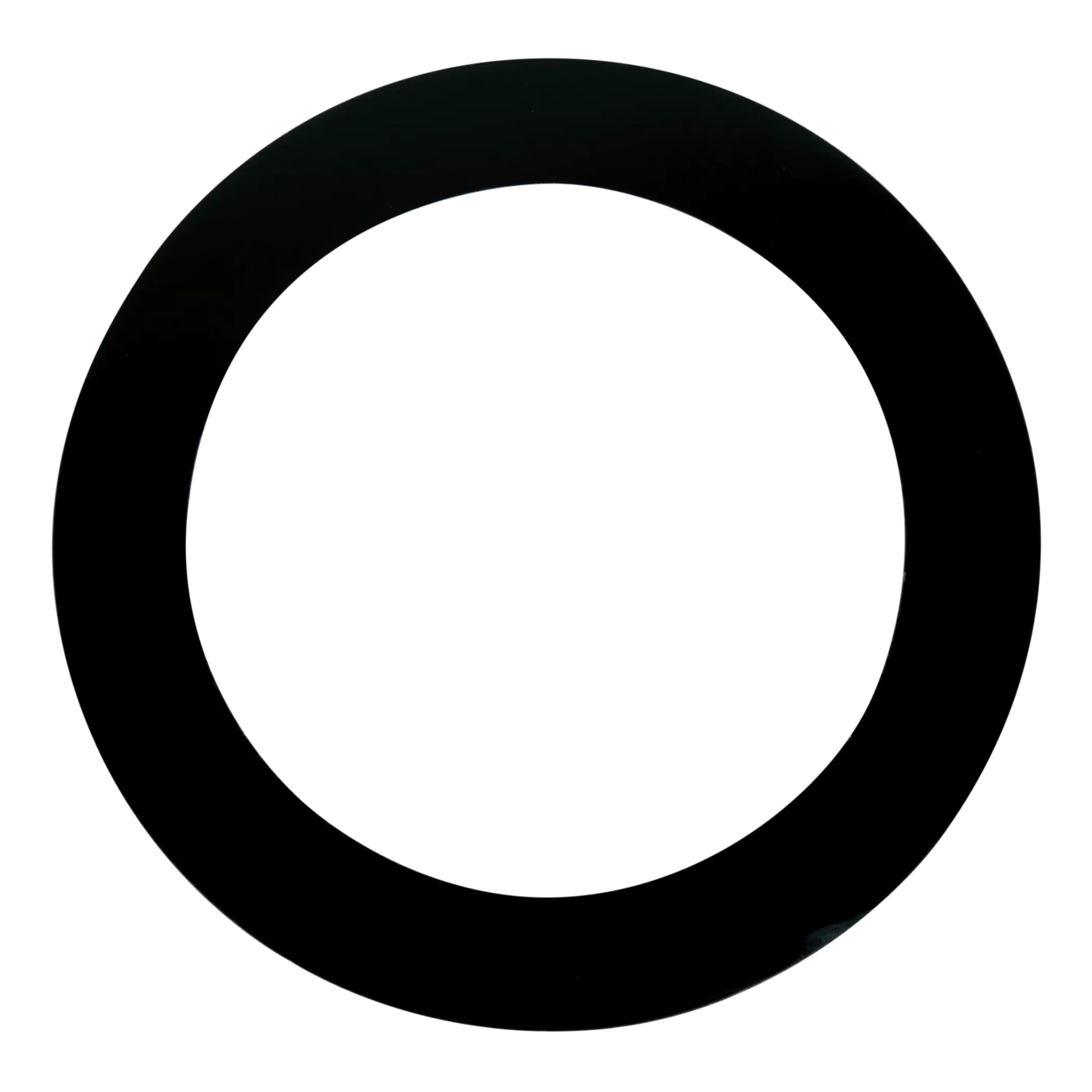Black rubber gasket on a white background