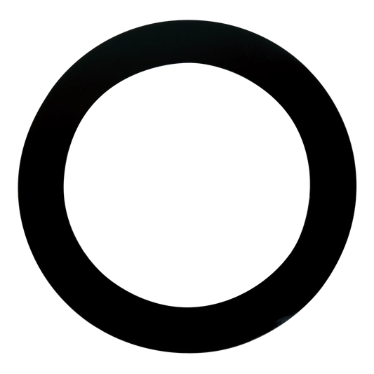 Black rubber gasket on a white background