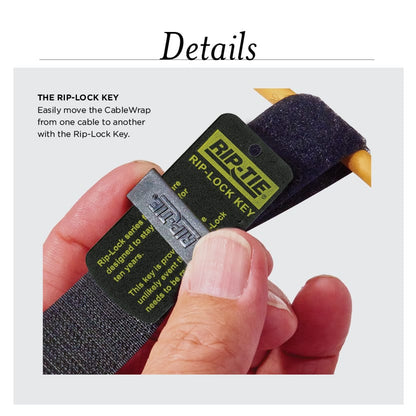 Rip-Tie One Inch Wide Rip-Lock CableWrap - Black 1 pack