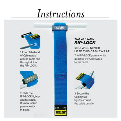 Rip-Tie One Inch Wide Rip-Lock CableWrap - Black 1 pack