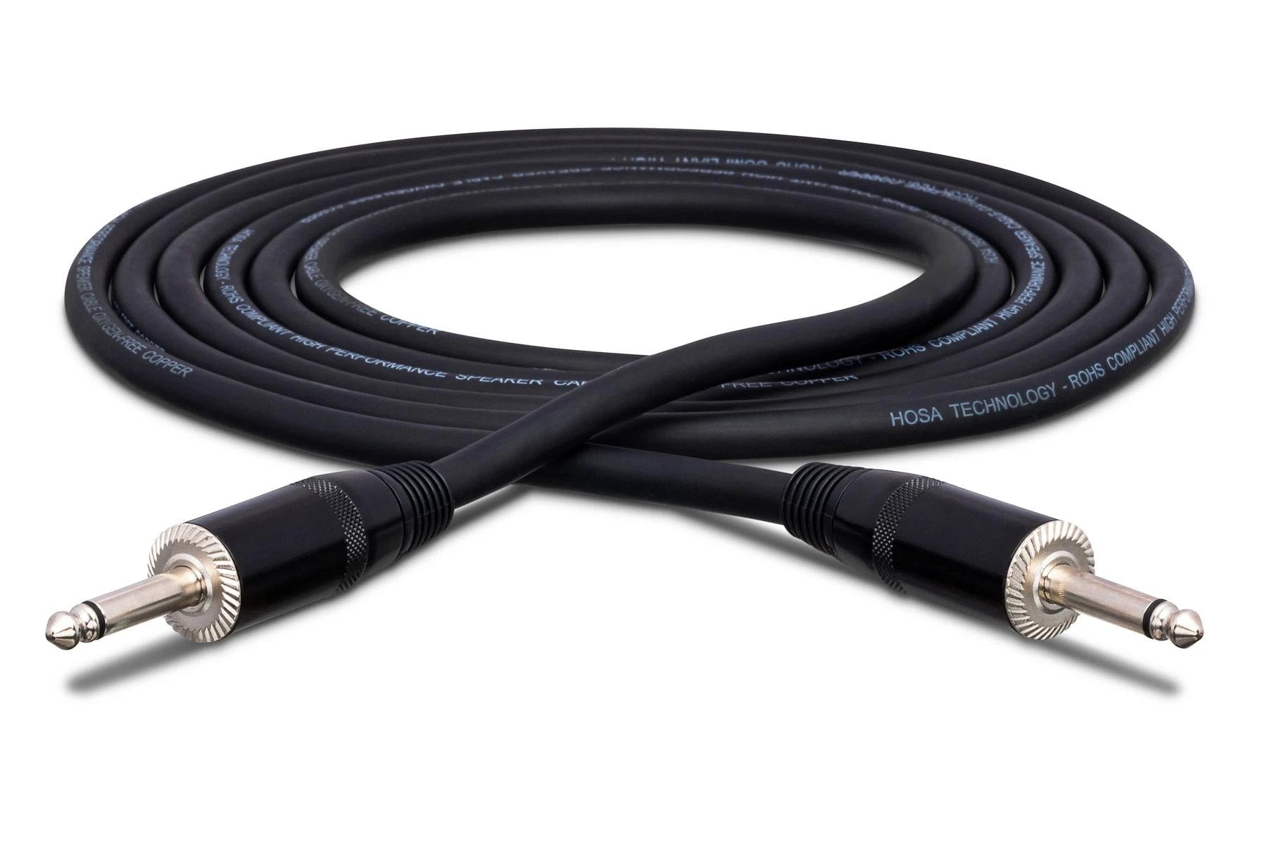 Hosa SKJ Pro speaker cable with two 1/4 in plugs, black, RoHS compliant