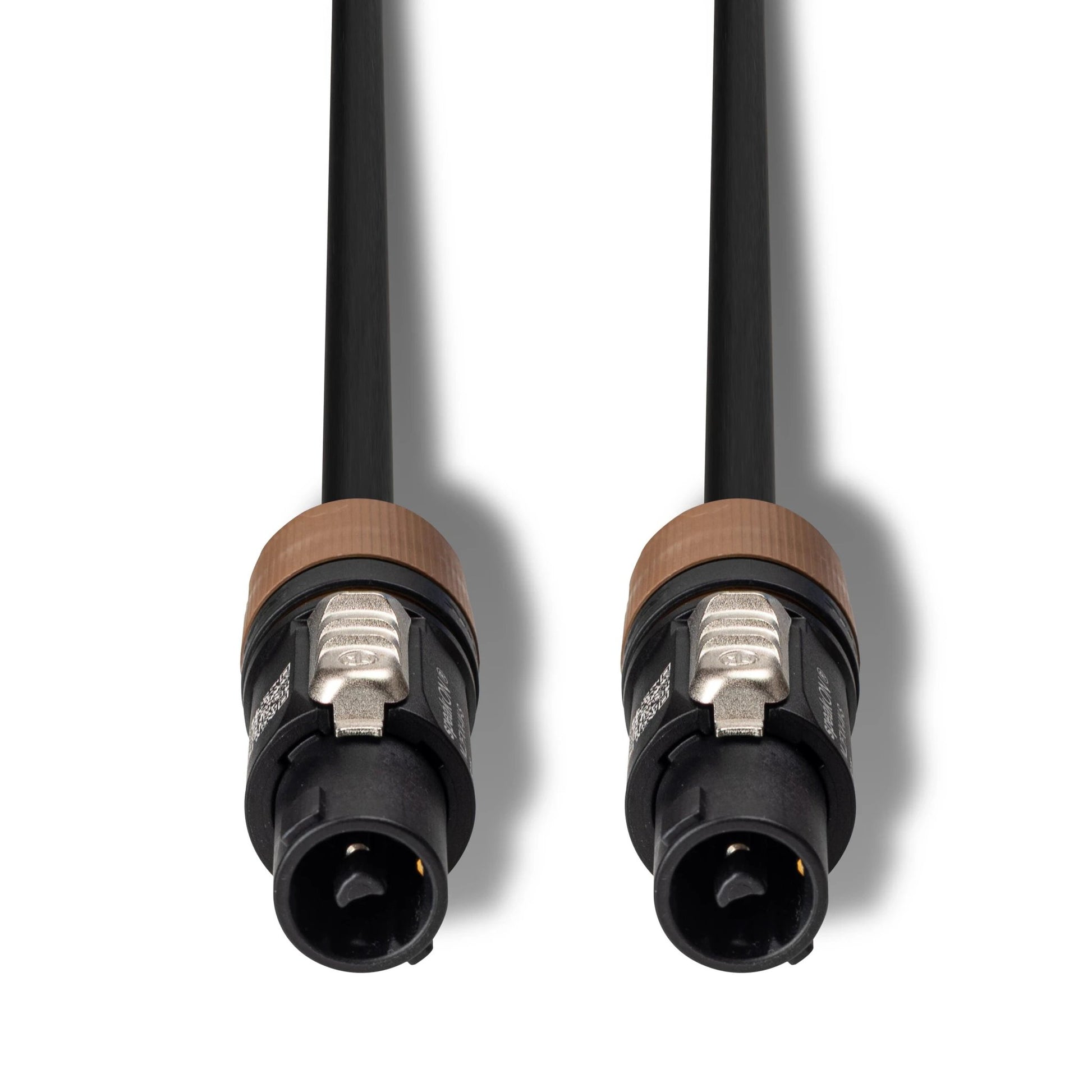 Hosa Edge speaker cables with Neutrik speakON connectors, black cables with brown collars, 2-pack