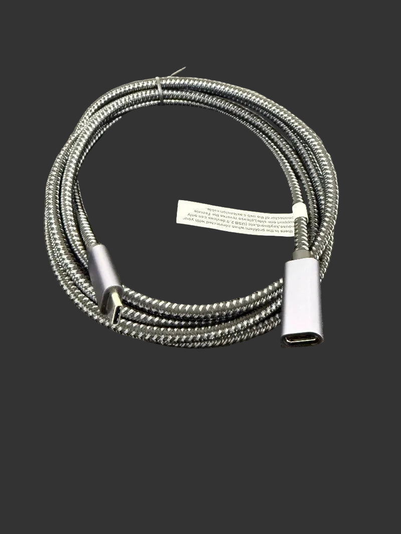 USB-C Extender cable, braided exterior, USB-C male to female