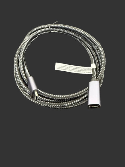 USB-C Extender cable, braided exterior, USB-C male to female