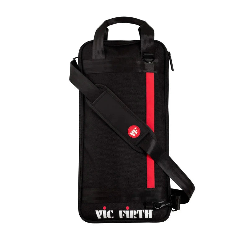 Vic Firth Performer Classic Drum Stick Bag, black with red stripe and shoulder strap