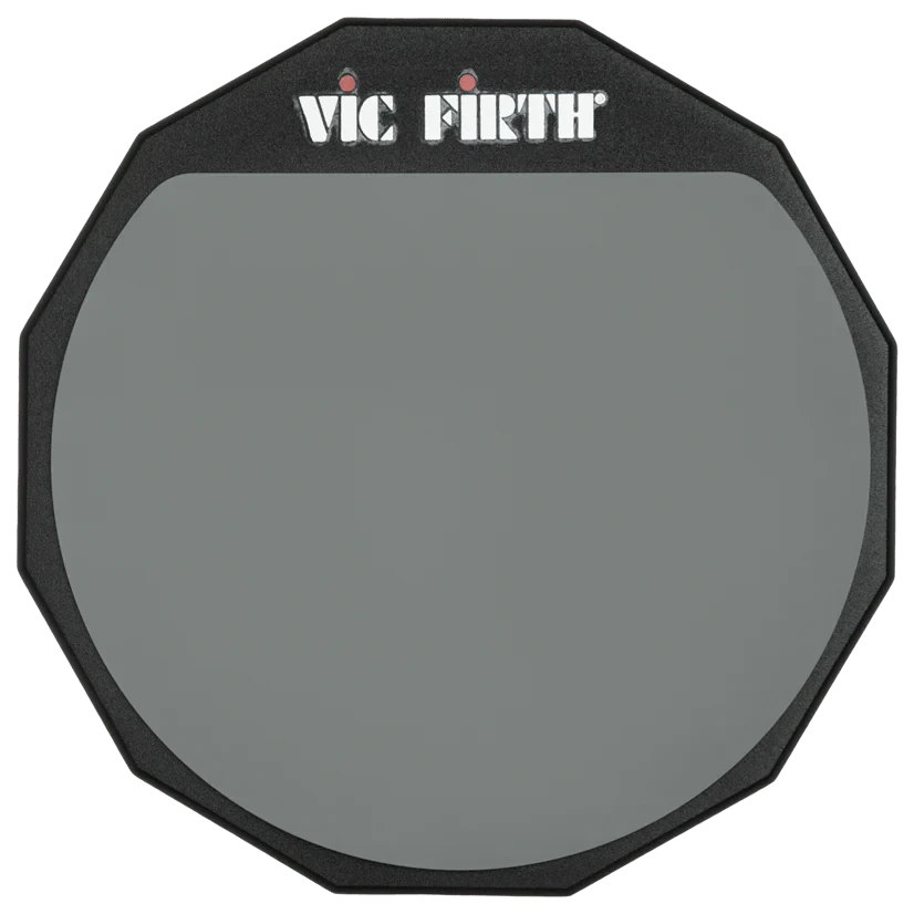 Black practice drum pad with Vic Firth logo on a white background