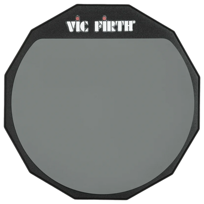 Black practice drum pad with Vic Firth logo on a white background