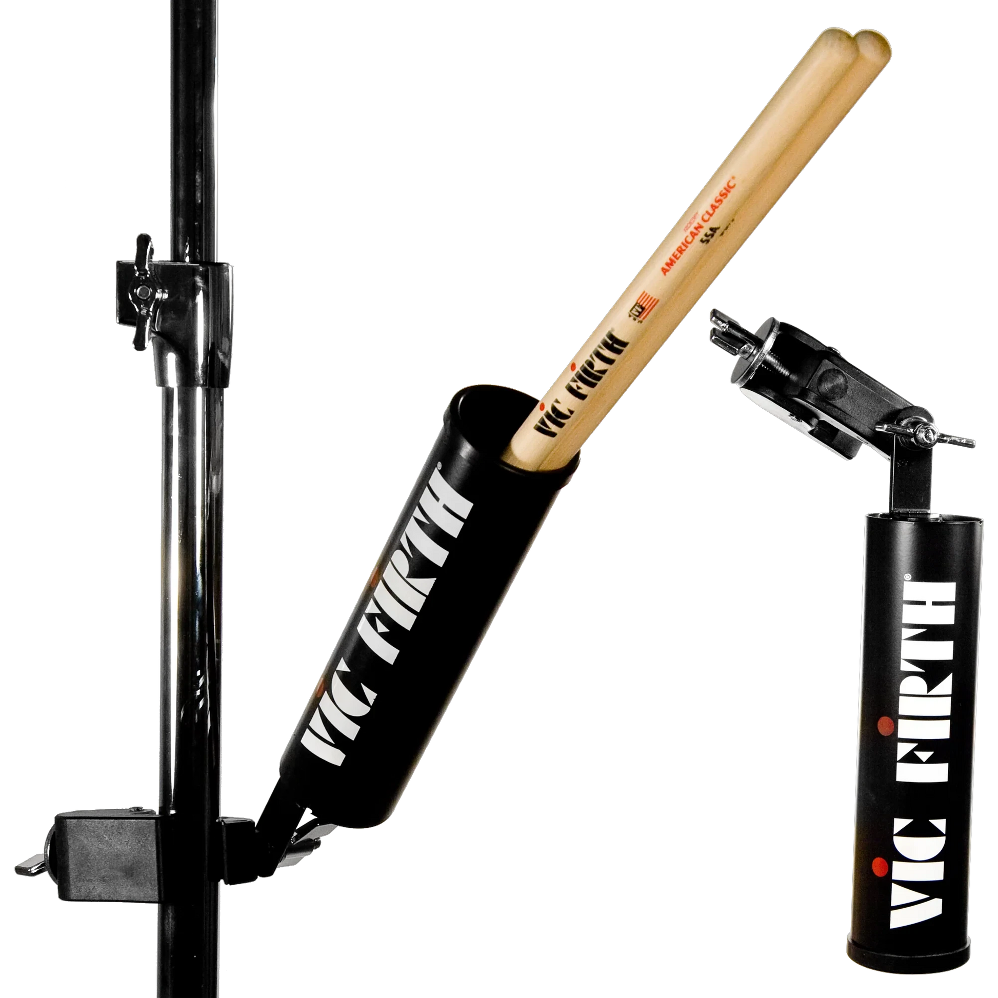 Drum Stick stand with Vic Firth drumsticks on a white background