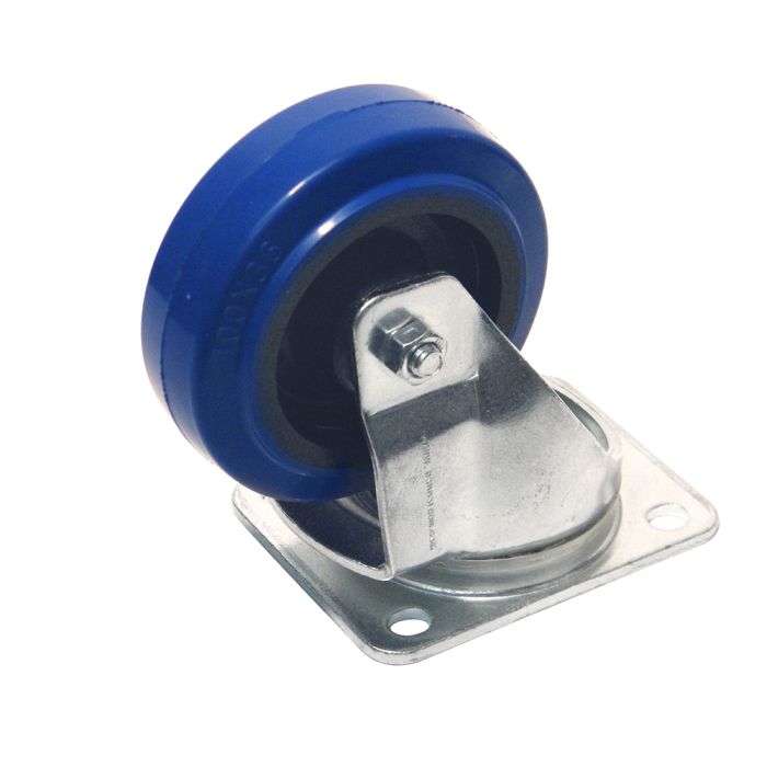 Penn Elcom 4" Swivel Caster with Rubber Blue Wheel W0990-V6