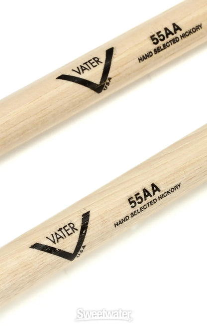 Vater American Hickory 55AA Drumsticks -Wood Tip