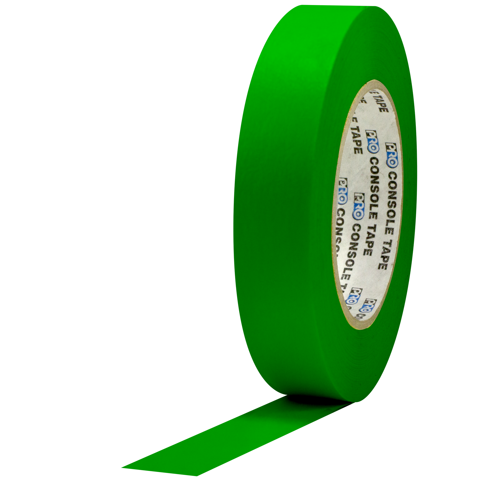 Green tape roll with a label on a white background