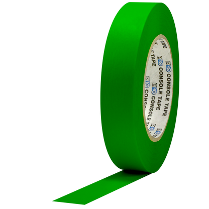 Green tape roll with a label on a white background