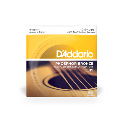 D'Addario EJ19 Phosphor Bronze Acoustic Guitar Strings, 12-56 Light Top/Medium Bottom Acoustic Guitar Strings