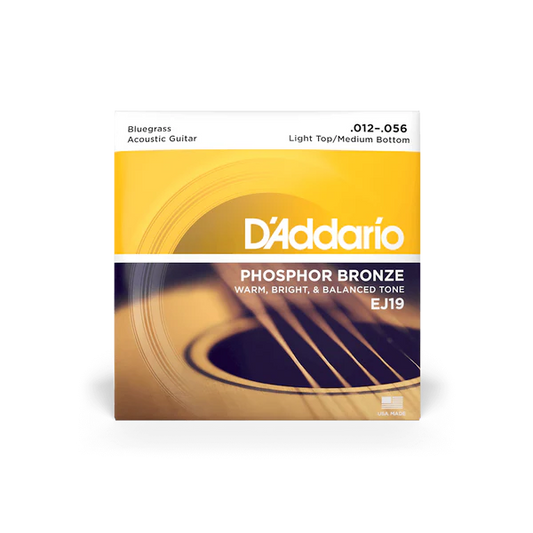 D'Addario EJ19 Phosphor Bronze Acoustic Guitar Strings, 12-56 Light Top/Medium Bottom Acoustic Guitar Strings