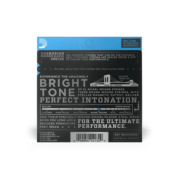 D'Addario 11-49 Medium Wound 3rd Electric Guitar Strings EXL115W