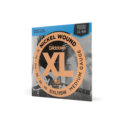 D'Addario 11-49 Medium Wound 3rd Electric Guitar Strings EXL115W