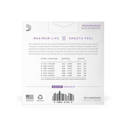 D'Addario XS 11-49 Coated Guitar Strings