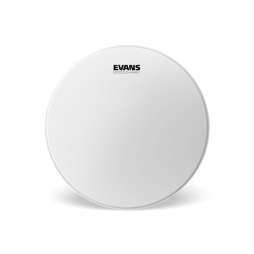Evans Power Center Reverse Dot Snare Drumhead, white coated batter with Evans logo