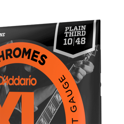 D'Addario ECG23PL XL Chromes Flatwound Electric Guitar Strings -10-48 Extra Light, Plain Third