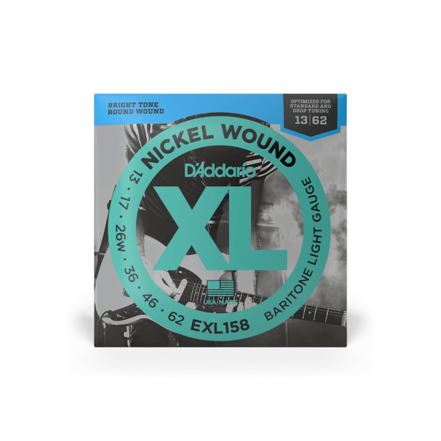 D’Addario EXL158 XL Nickel Would Electric Baritone Guitar Strings – 13-62 Light