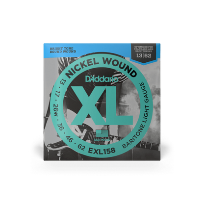D’Addario EXL158 XL Nickel Would Electric Baritone Guitar Strings – 13-62 Light