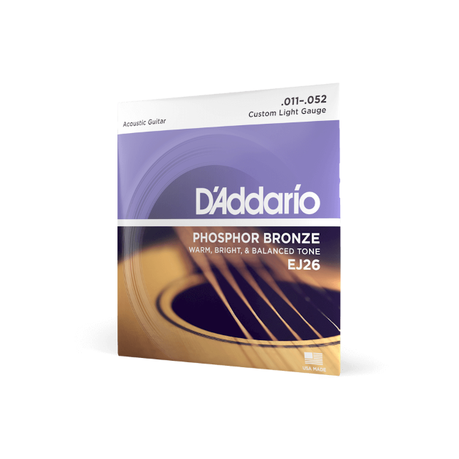 D'Addario EJ26 Phosphor Bronze Acoustic Guitar Strings, 11-52 Custom Light