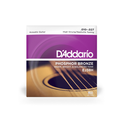 D'Addario EJ38H Phosphor Bronze High Strung Acoustic Guitar Strings, 10-27 Nashville