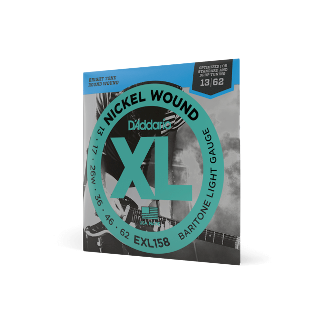 D’Addario EXL158 XL Nickel Would Electric Baritone Guitar Strings – 13-62 Light