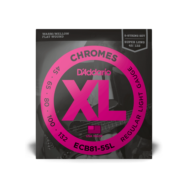 D'Addario 45-132 Regular Light 5-String, Regular Scale, XL Chromes Bass Strings