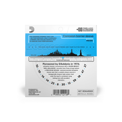 D'Addario EJ38 Phosphor Bronze 12-String Acoustic Guitar Strings, 10-47 Light