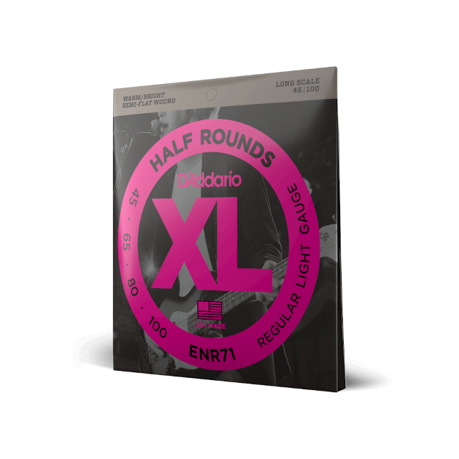 D’Addario ENR71 XL Semi-Flatwound Bass Strings – 45-100 Regular Light Long Scale