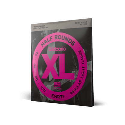D’Addario ENR71 XL Semi-Flatwound Bass Strings – 45-100 Regular Light Long Scale