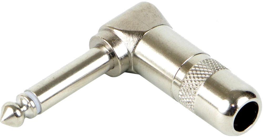 Switchcraft 226 1/4in mono right-angle plug, 2-conductor, nickel-plated connector