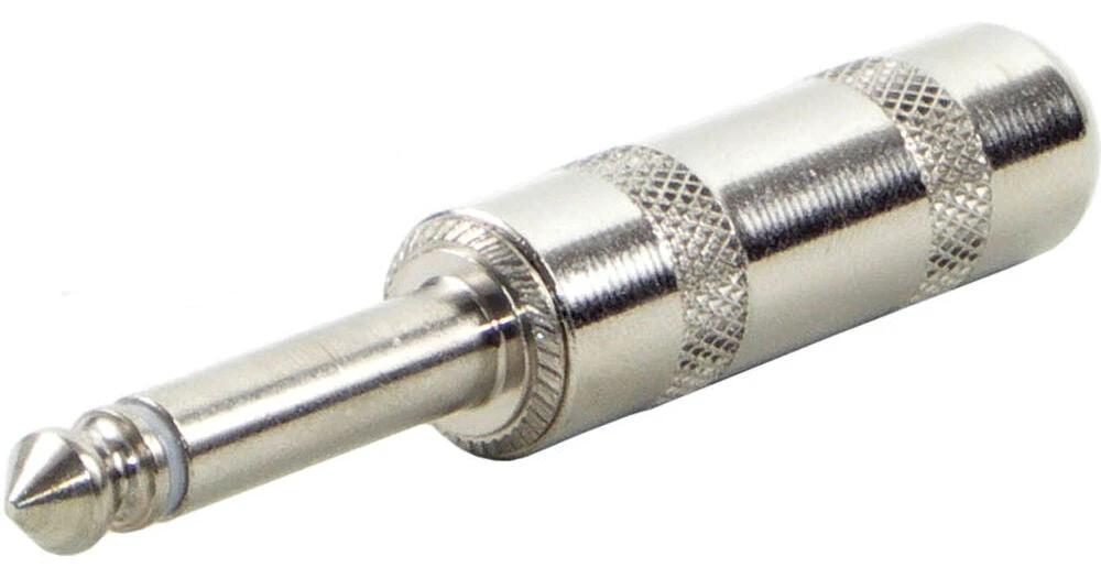 Switchcraft 285L 1/4 inch mono plug with chrome metal barrel and knurled grip