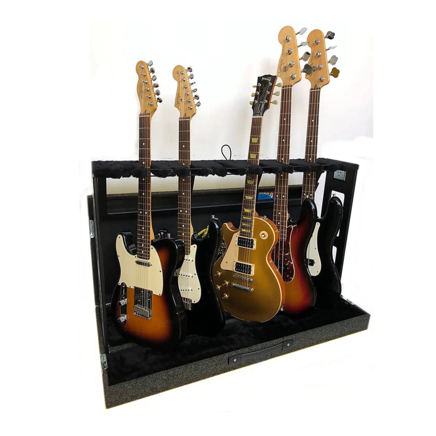 UltraCase Guitar display stand with five electric guitars on a white background
